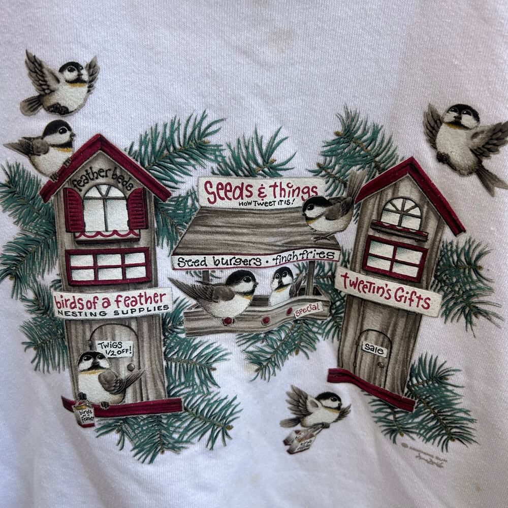 Vtg Morning Sun Birdhouse Cute Sweatshirt Size Medium - Picture 4 of 5